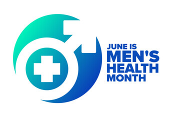 Fototapeta premium June is Men's Health Month. Holiday concept. Template for background, banner, card, poster with text. Vector EPS10 illustration.