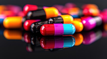 Colorful Capsules: A Vibrant Display of Pharmaceutical Medicine