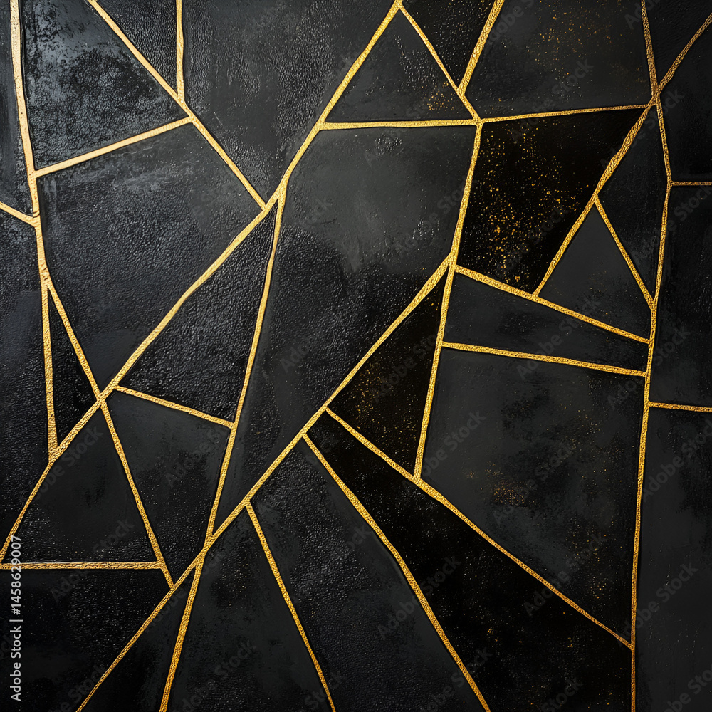 Poster creating luxurious geometric patterns home decor digital art modern spaces close-up gold lines on bl