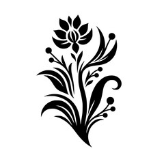 Elegant Floral Silhouette: Black and White Decorative Design