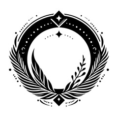 Elegant Black & White Botanical Frame for Invitations & Branding © MatandSterre