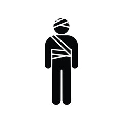 wounded man icon bandaged sticks stickman figure