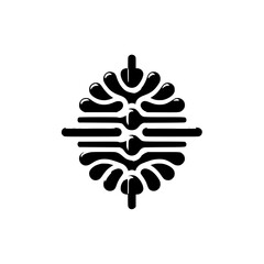 Abstract Black Glossy Ornament on White Background