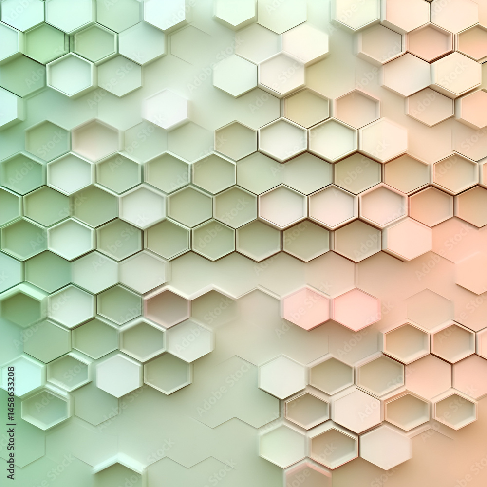 Poster dynamic hexagonal pattern design abstract art digital graphics minimalist environment close-up view 