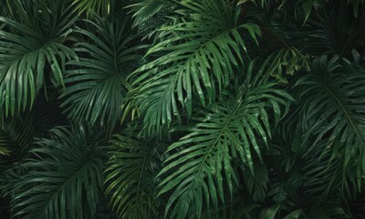 Intricate palm leaf details, rich emerald hues, tropical vibe , flora, element