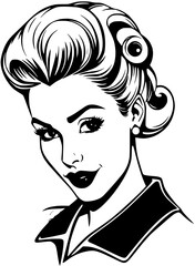 Vintage Black and White Woman Portrait with Stylish Hair