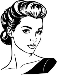 Retro-Style Portrait of Elegant Woman with Classic Hairstyle