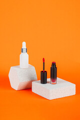 Mockup of black blank thin tube - mascara, lip gloss, gel, eyeliner, oil, etc. Cosmetic package...