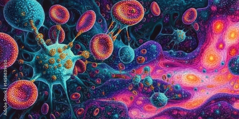 Poster exploring interactions of nanotechnology devices at the microscopic level