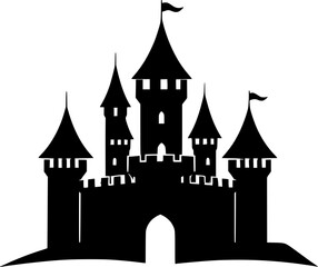 Obraz premium castle logo or icon silhouette design vector art illustration 