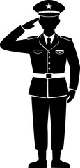 army soldier giving salute silhouette icon or logo vector art illustration
