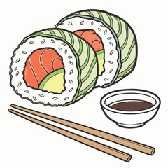 sushi roll , white background