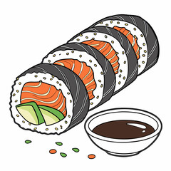 sushi roll , white background