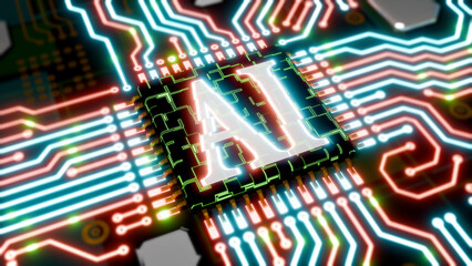 AIチップと電子回路基板のイメージ画像