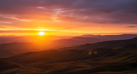 Fototapeta premium Stunning Sunset Landscape Photography: Golden Hour Views