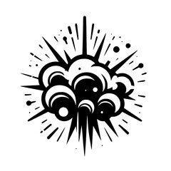 Comic Book Blast Icon: Bold Black & White Explosion on White