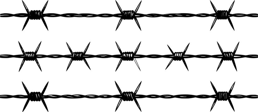 barbed wire logo icon silhouette collection vector art illustration
