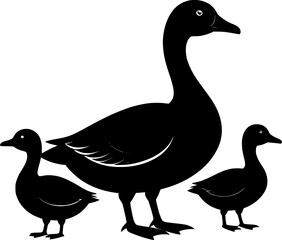 Obraz premium goose bird family silhouette design vector art illustration 
