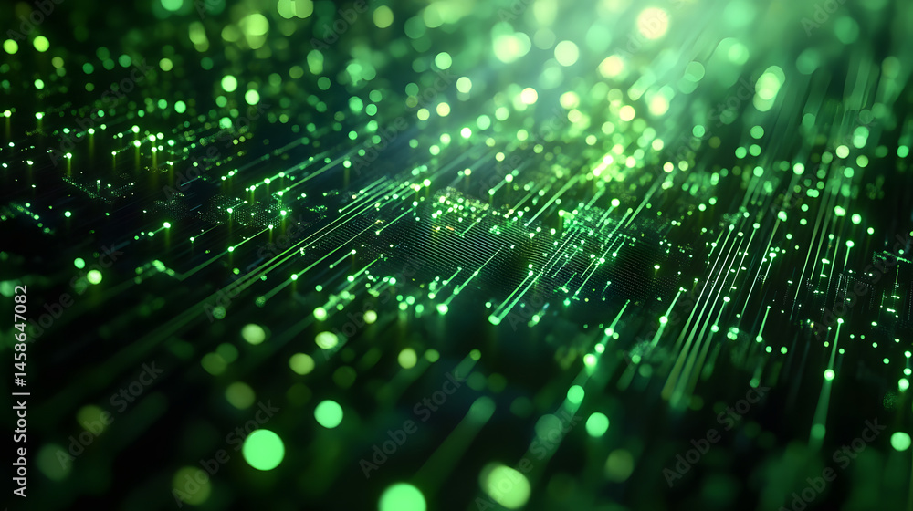 Poster abstract green technology background - generative ai