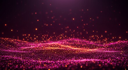 Floating Sparkling Particles Create Elegant Waves in Pink and Orange