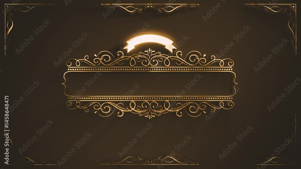 Poster golden frame banner background/ animation of an elegant golden frame and banner background with orna