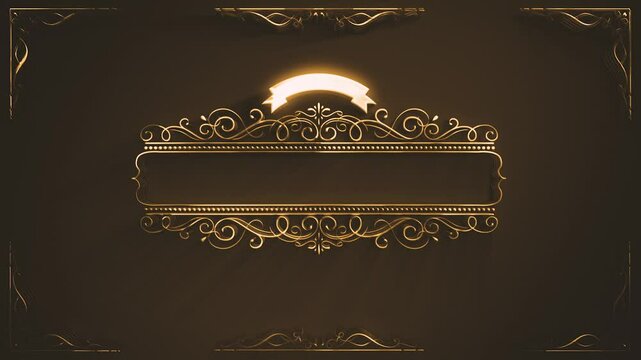 Golden Frame Banner Background/ Animation of an elegant golden frame and banner background with ornamental and floral patterns elements gently revealing