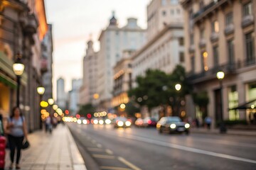 Fototapeta premium Blur background city street scene at dusk urban life motion soft light dynamic environment