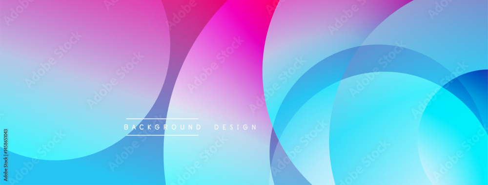 Poster Abstract colorful background. Overlapping circles create dynamic visual effect. Gradient hues blend smoothly, modern design element.