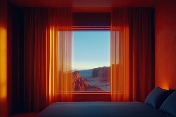 Tranquil desert view from a cozy room
