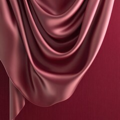 Draped crimson satin fabric