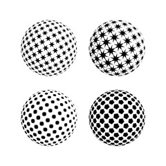 Set of black halftone dots backgrounds. Modern abstract background. Halftone dots in circle form. Round logo. Vector Eps