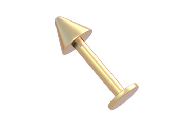 Golden piercing jewelry isolated on white background. 3d render