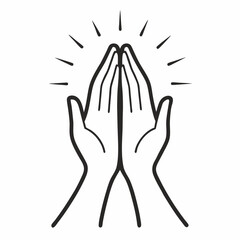 Praying Hands Icon – Line Art Symbol of Gratitude, Prayer, and Respect