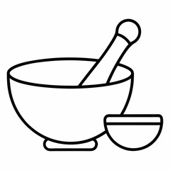 Mortar and Pestle Icon – Minimalist Line Art for Grinding and Mixing