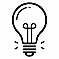 Light Bulb Icon – Simple Line Art Symbol of Ideas and Innovation on White Background