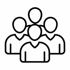 Group of People Icon – Team or Community Line Art Symbol on White Background