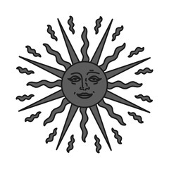 antique sun illustration; vintage solar depiction