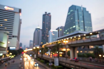 Obraz premium Blurred city lights action urban skyline photo evening dynamic perspective motion