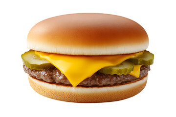 Juicy Cheeseburger with Pickles on Transparent Background