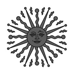 antique sun illustration; vintage solar depiction
