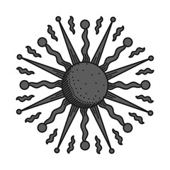 antique sun illustration; vintage solar depiction