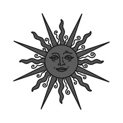 antique sun illustration; vintage solar depiction