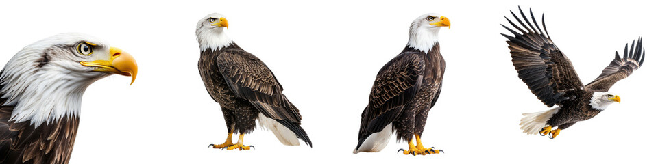 Obraz premium Majestic bald eagles, predatory birds of prey in the wild