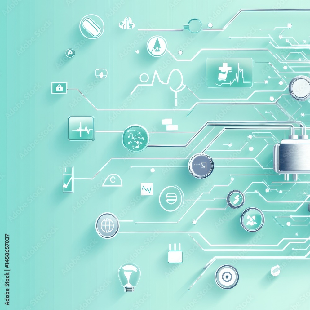 Poster innovative technology concepts digital design infographic elements clean background hyperrealistic v