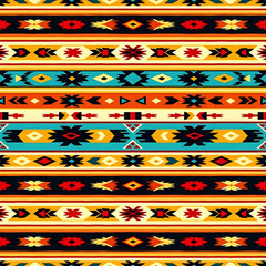 Southwestern cultural stripe cotton fabric with tribal symmetry, seamless pattern.