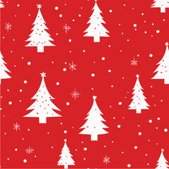 Fototapeta premium Vector of Christmas tree Seamless Patterns red background