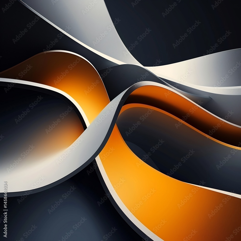 Poster dynamic interplay of fluid metallic ribbons in a layered abstract arrangement