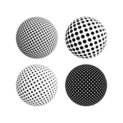 Set of black halftone dots backgrounds. Modern abstract background. Halftone dots in circle form. Round logo. Vector Eps