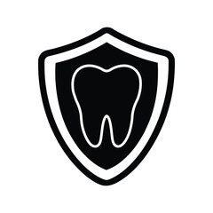 Silhouette art illustration of tooth under shield icon.eps