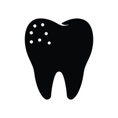Silhouette art illustration of tooth with cavity dot icon.eps